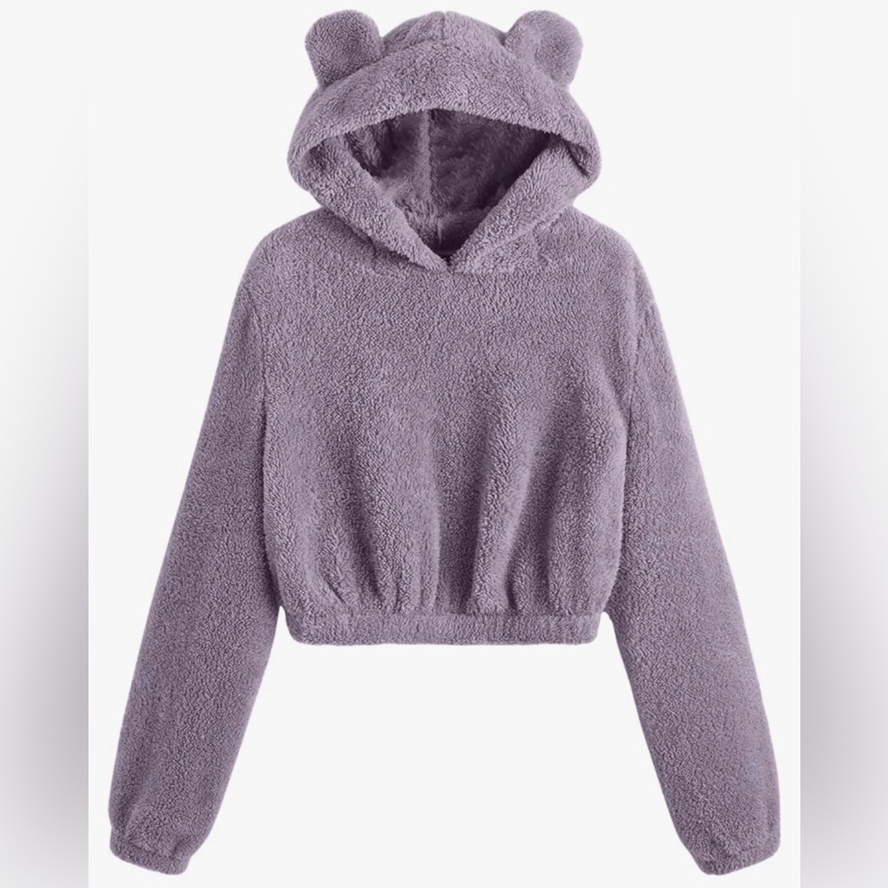 Cute Teddy Bear Ears Hoodies for Women Long Sleeve Soft Warm Hoodie